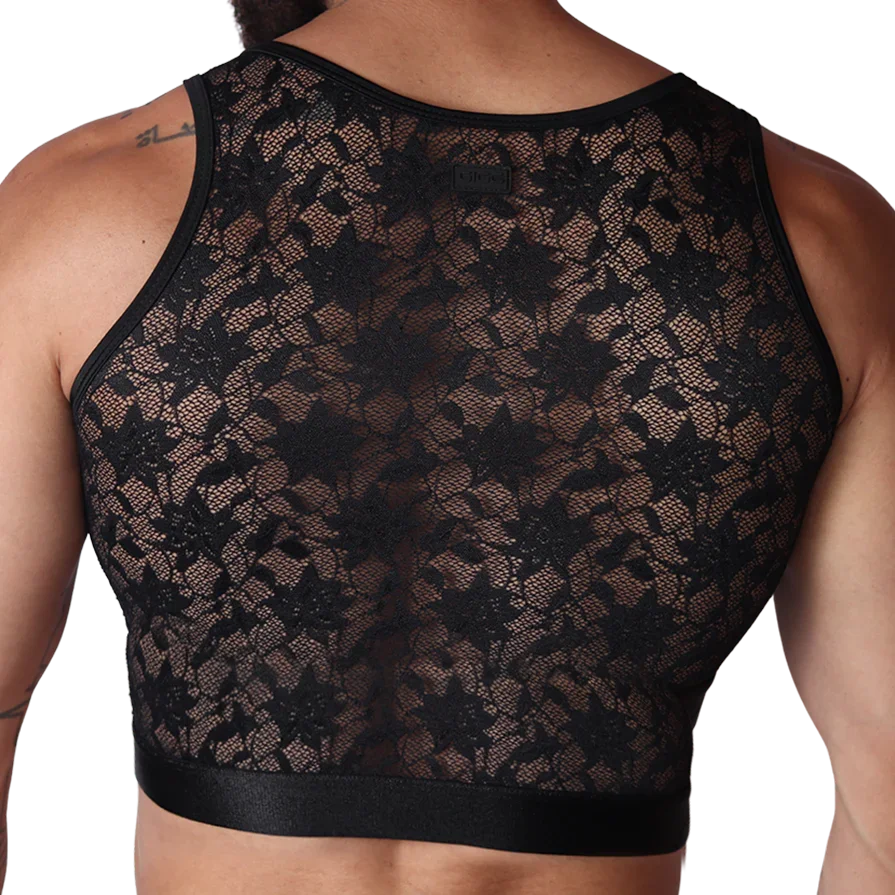 Illusion Black Crop Top back view by Gigo Underwear
