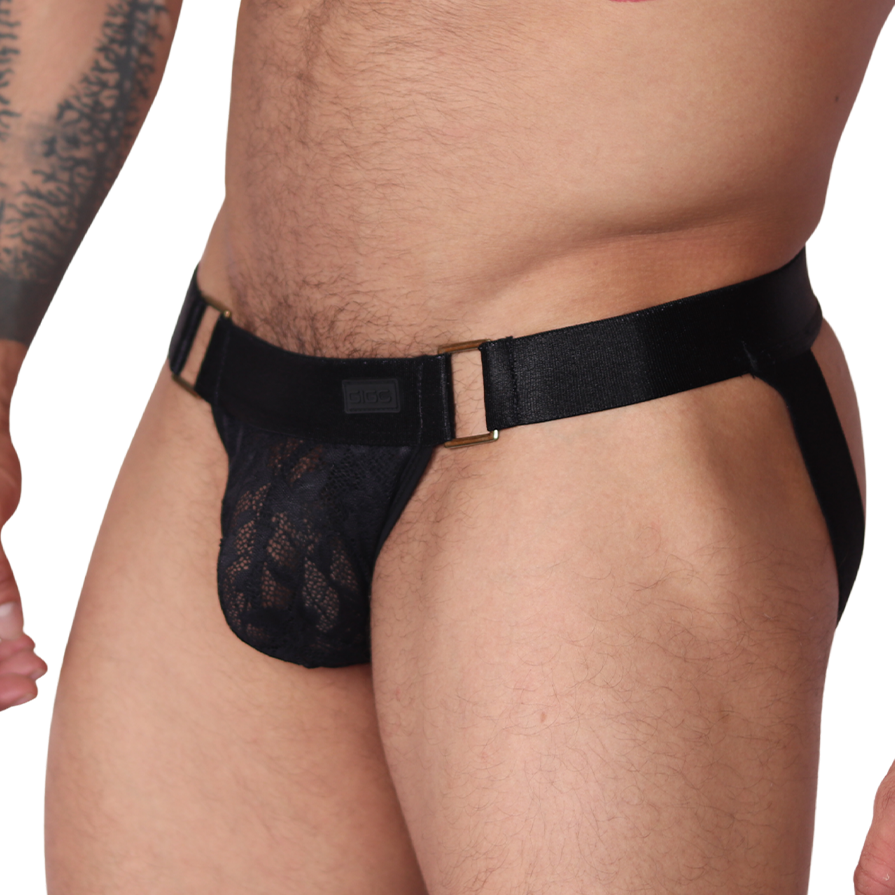 Illusion Black Jockstrap front view by Gigo Underwear