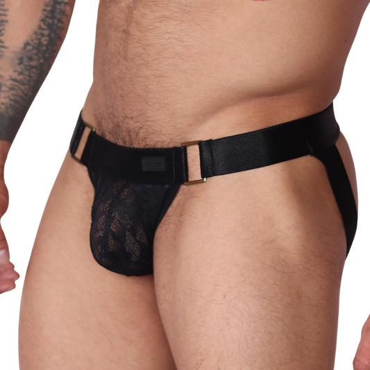 Illusion Black Jockstrap front view by Gigo Underwear