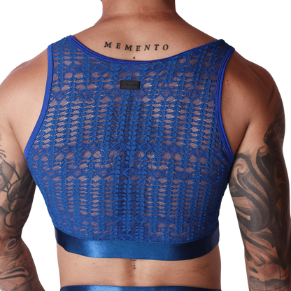 Illusion Blue Crop Top back view by Gigo Underwear