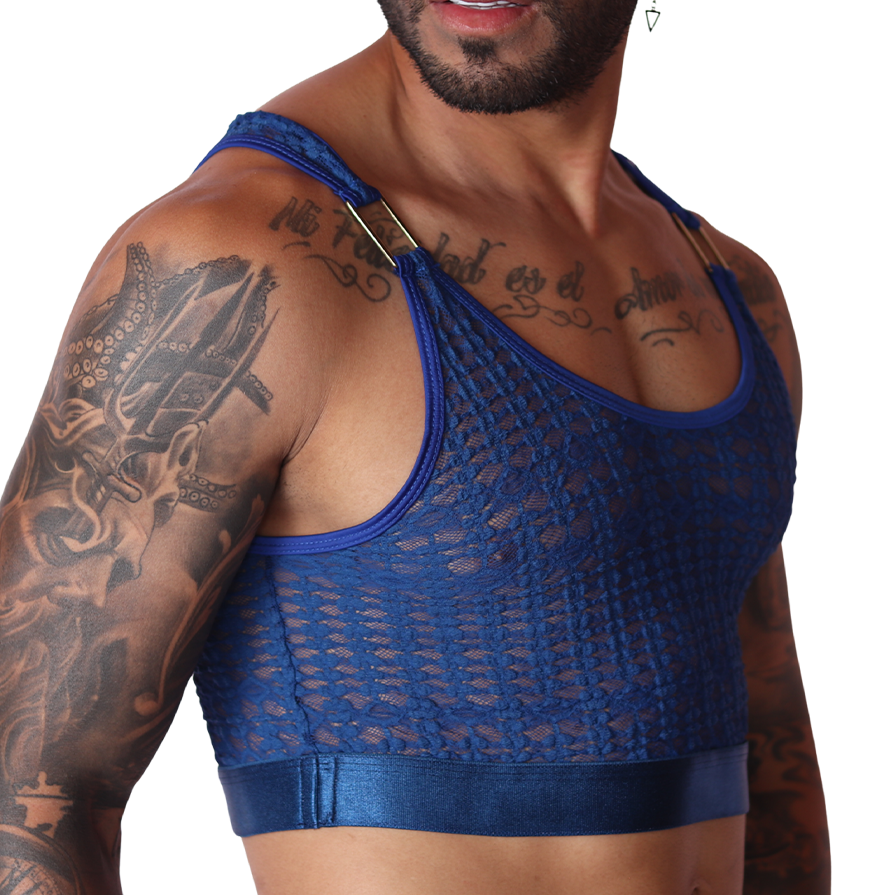 Illusion Blue Crop Top front view by Gigo Underwear