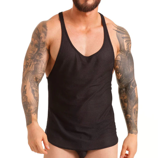 Insuperable Black Tank front view by Gigo Underwear
