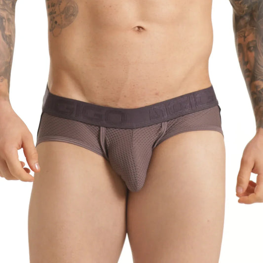 Insuperable Gray Brief Jockstrap front view by Gigo Underwear