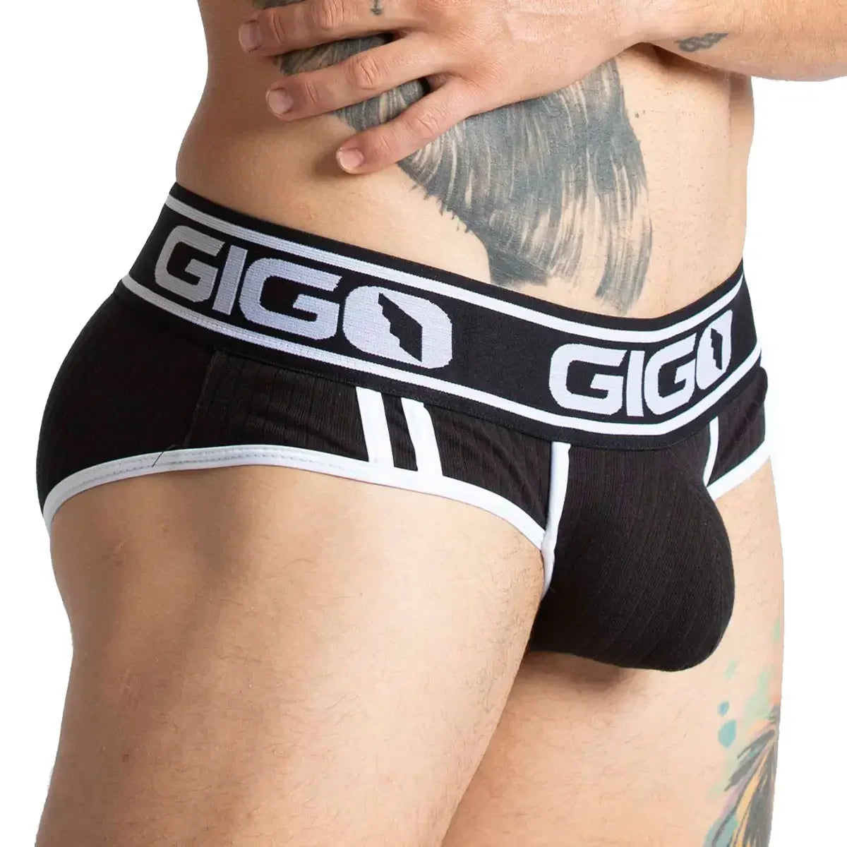 Khanal Black Brief front view by Gigo Underwear