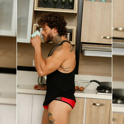 Lemon Black Tank back view by Gigo Underwear