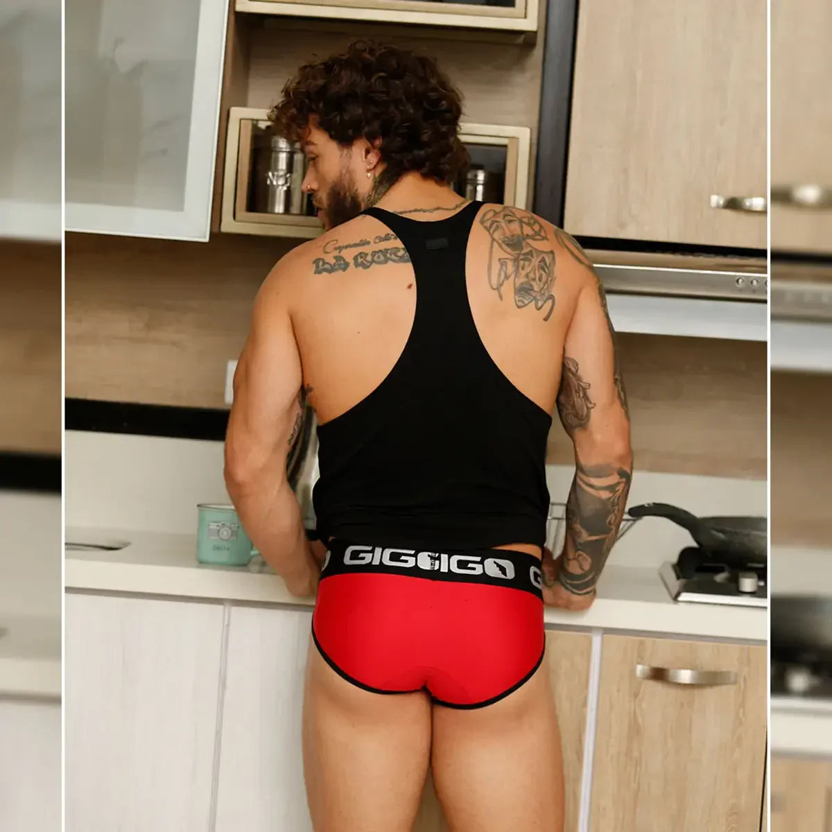 Lemon Black Tank on model by Gigo Underwear