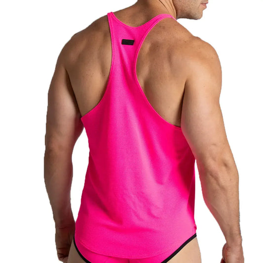 Lemon Fucshia Tank front view by Gigo Underwear