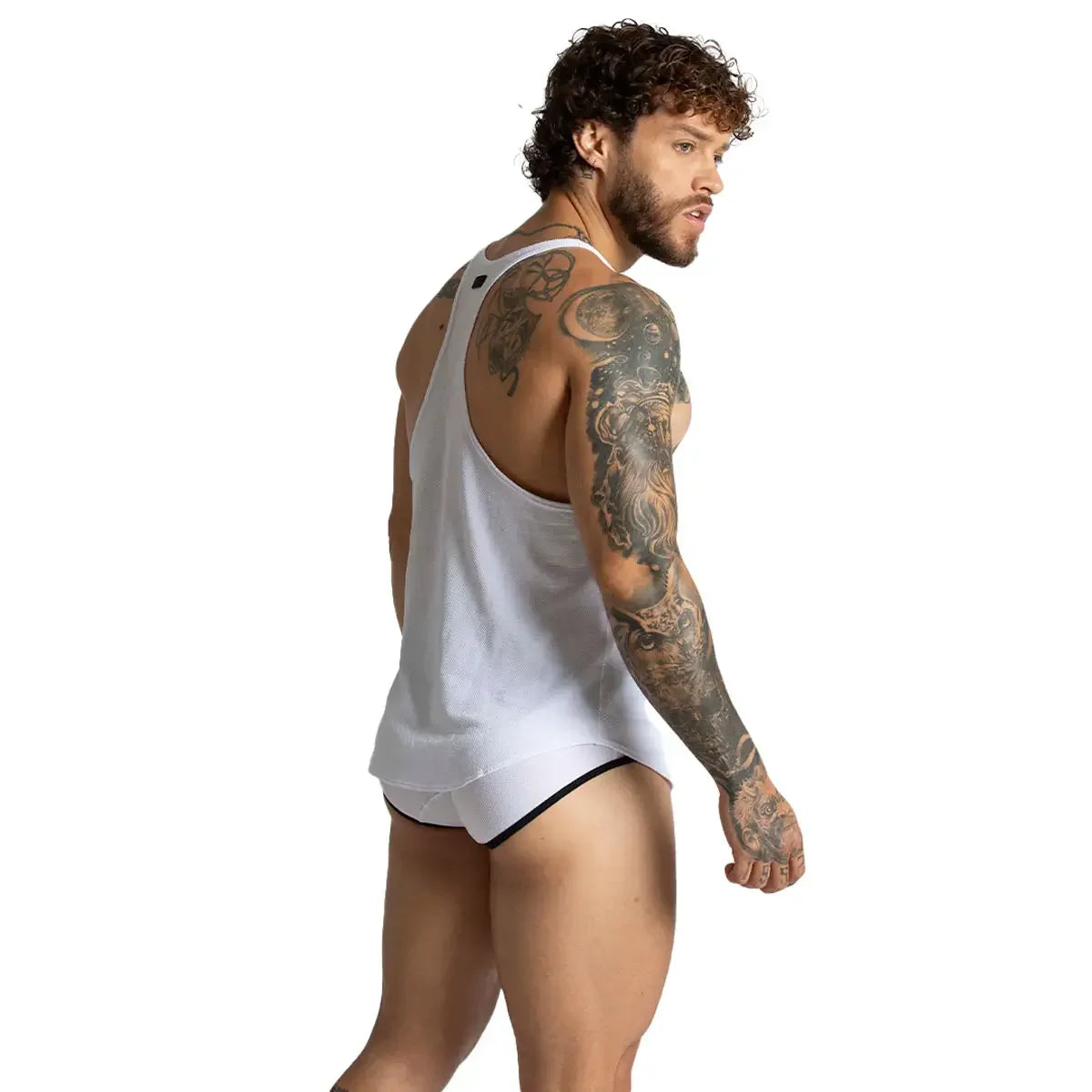 Lemon White Tank back view by Gigo Underwear