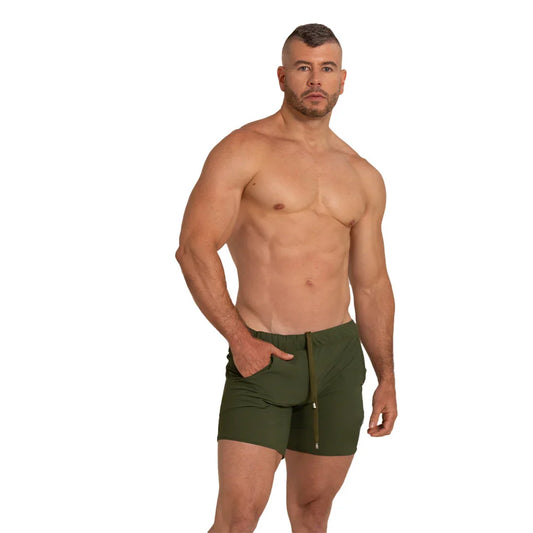 Letters Green Beachwear front view by Gigo Underwear
