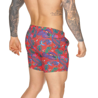 Macaws Red Beachwear back view by Gigo Underwear
