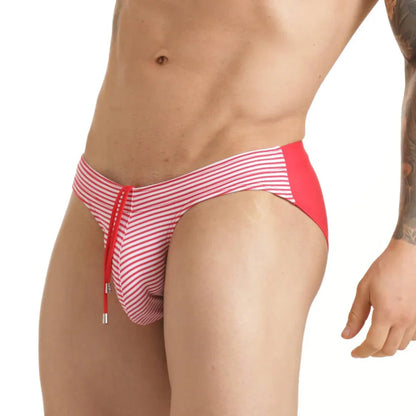 Marine Red Swim Brief front view by Gigo Underwear