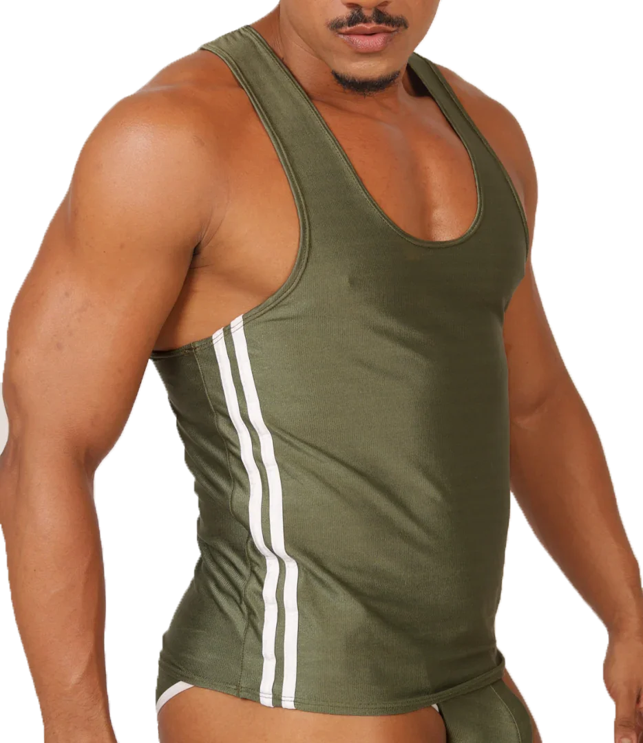 Mix Green Tank front view by Gigo Underwear