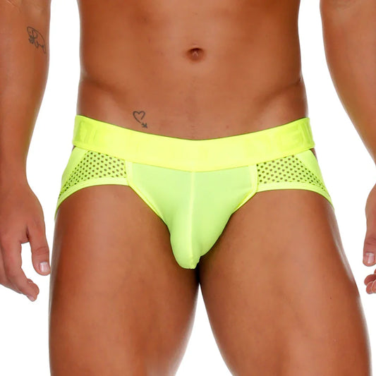 Morocco Yellow Brief Jockstrap front view by Gigo Underwear