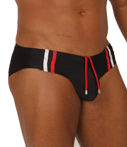 NICE BLACK SWIMBRIEF - Bold Men's Brief with Contrasting Waistband