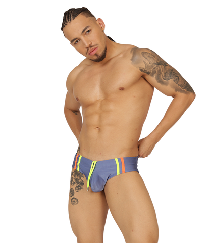 NICE BLUE SWIMBRIEF - Bold Men's Brief with Contrasting Waistband