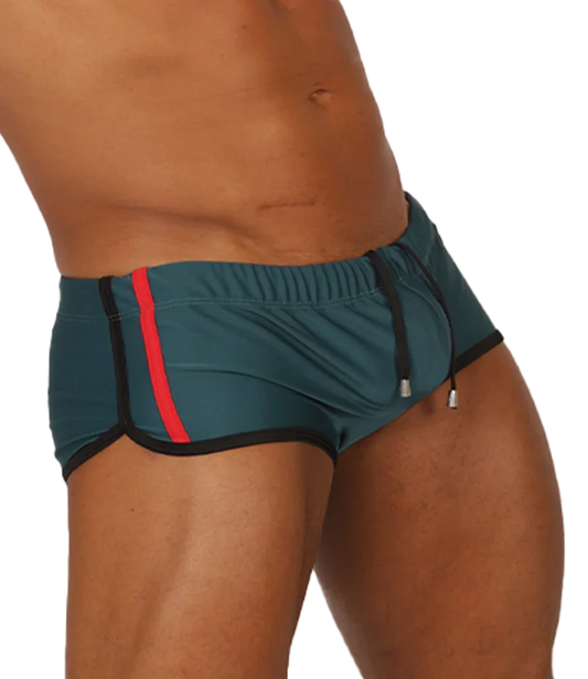 Nice Green Swim Trunk front view by Gigo Underwear