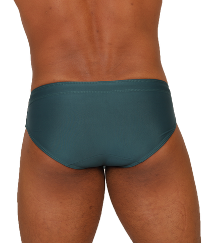 NICE GREEN SWIMBRIEF - Bold Men's Brief with Contrasting Waistband