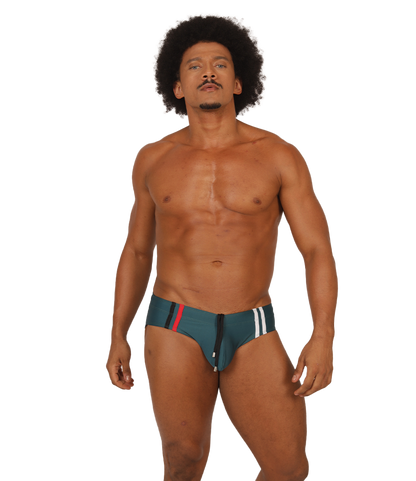 NICE GREEN SWIMBRIEF - Bold Men's Brief with Contrasting Waistband