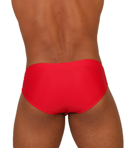NICE RED SWIMBRIEF - Bold Men's Brief with Contrasting Waistband