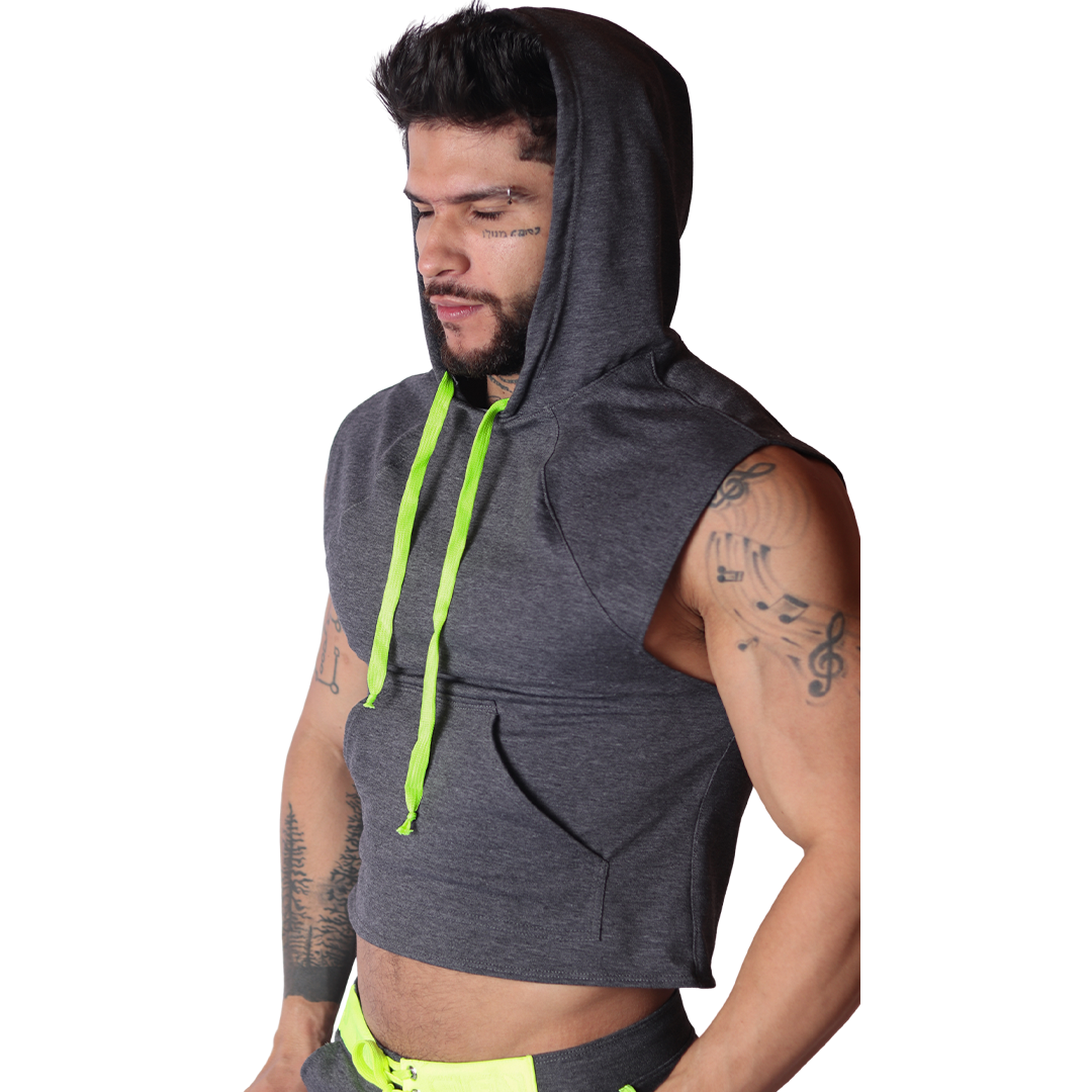 Nafts Gray Hoody T Shirt front view by Gigo Underwear