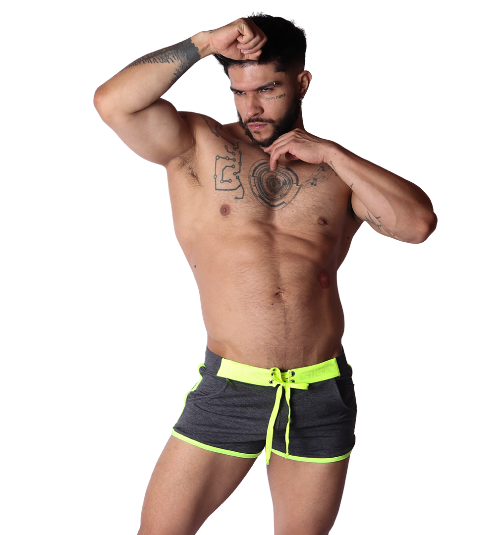 Nafts Gray Shorts on model by Gigo Underwear