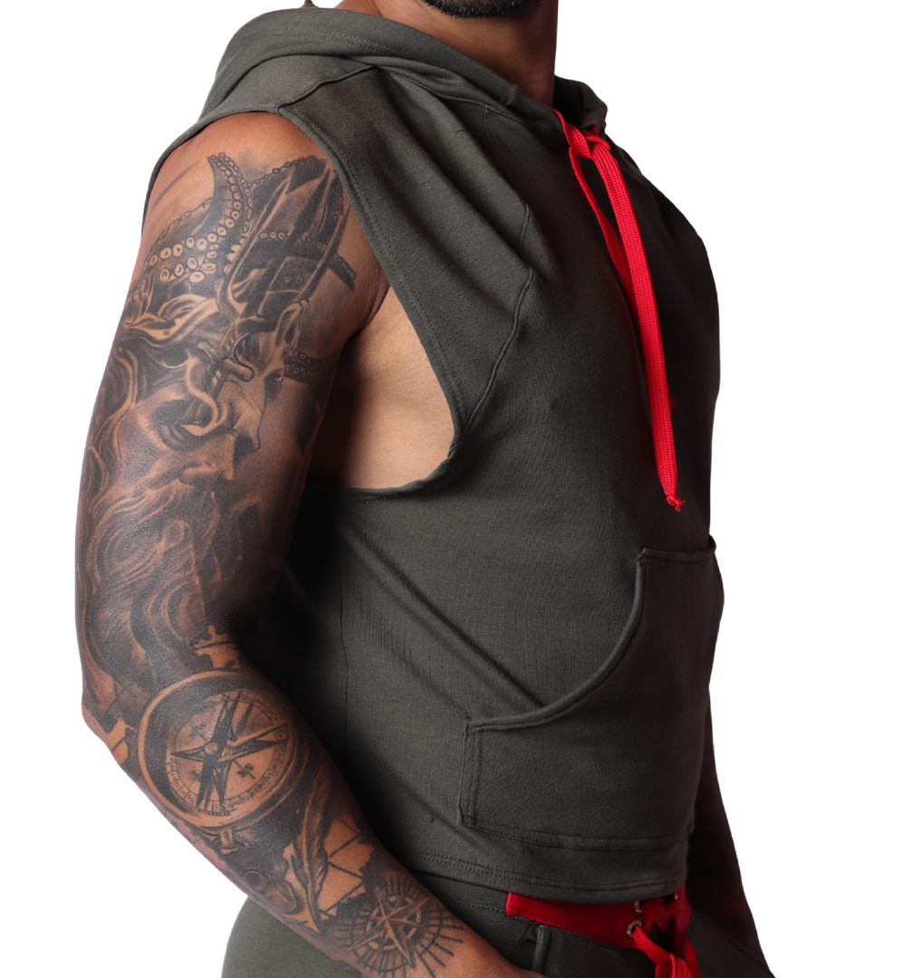 Nafts Green Hoody T Shirt front view by Gigo Underwear