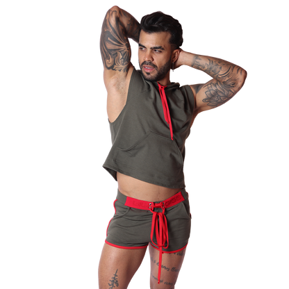 Nafts Green Hoody T Shirt on model by Gigo Underwear