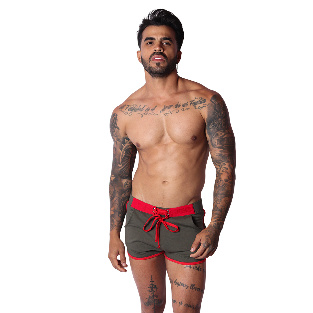 Nafts Green Shorts on model by Gigo Underwear