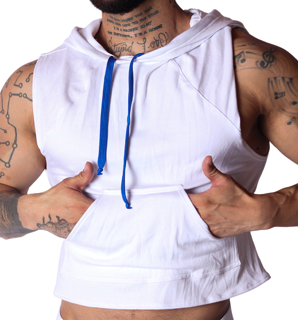 Nafts White Hoody T Shirt front view by Gigo Underwear