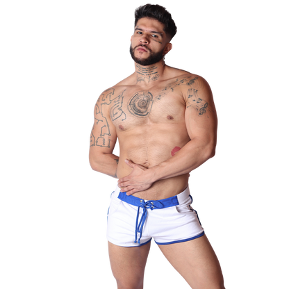 Nafts White Shorts on model by Gigo Underwear