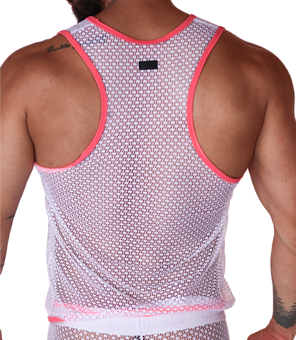Net Fuchsia Tank back view by Gigo Underwear