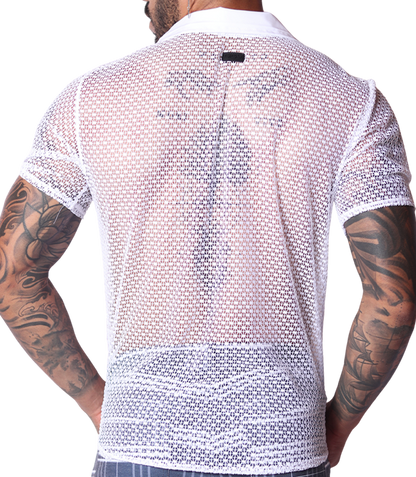 Net White Shirt back view by Gigo Underwear