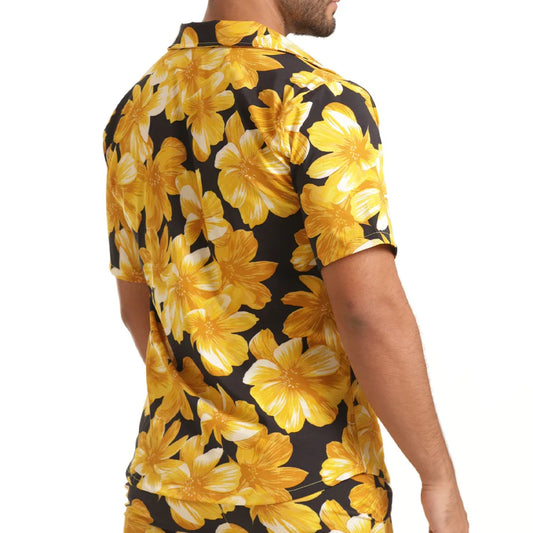Flowers Yellow Shirt front view by Gigo Underwear