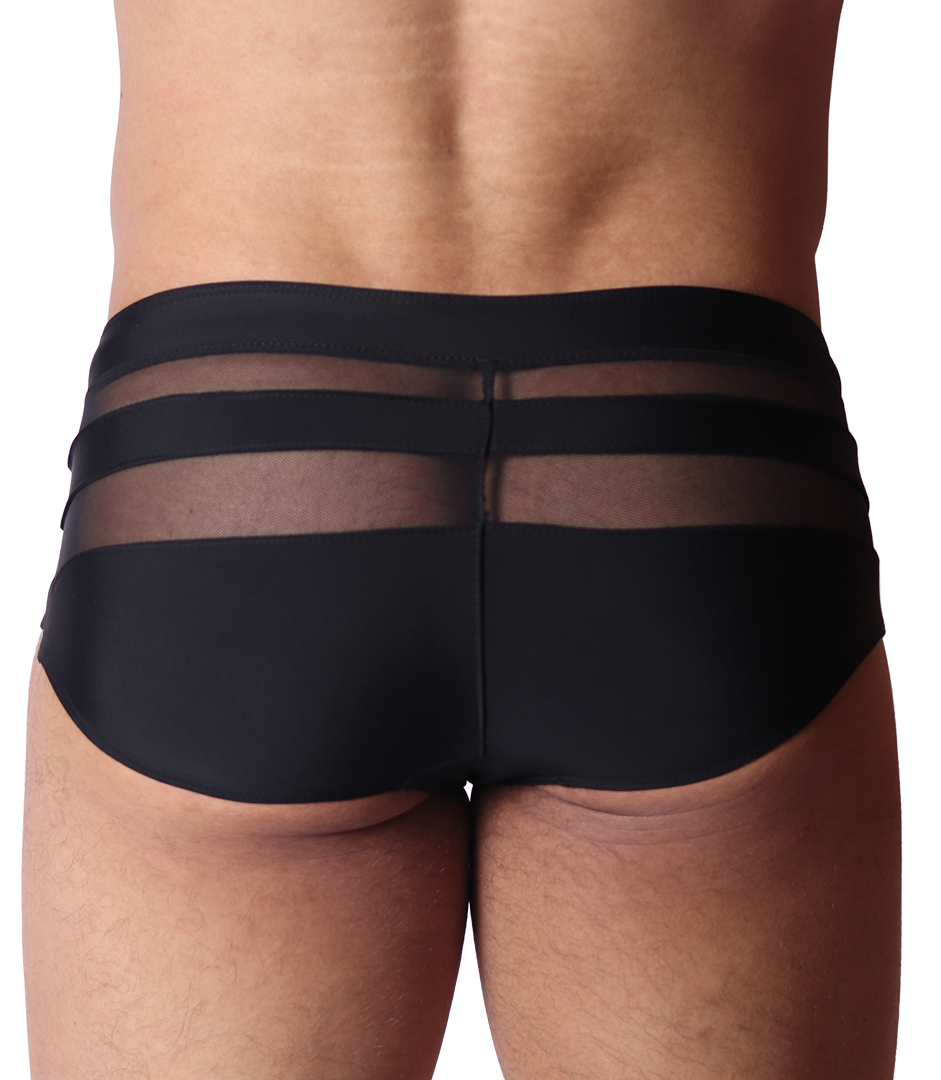 Panel Black Swim Brief back view by Gigo Underwear