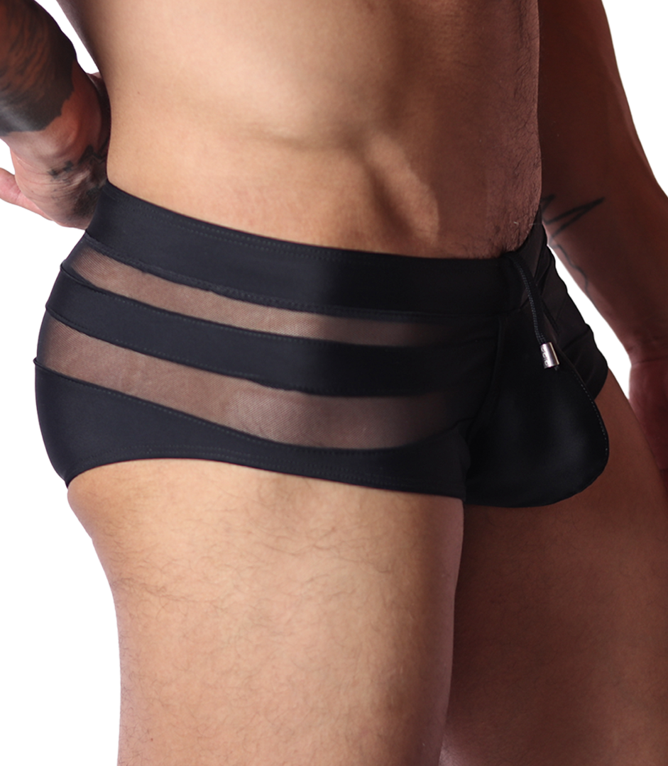 Panel Black Swim Brief front view by Gigo Underwear