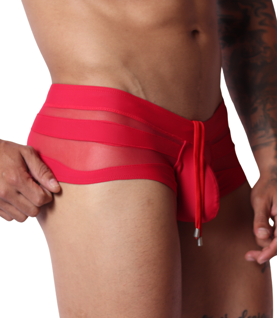 Panel Red Swim Brief front view by Gigo Underwear