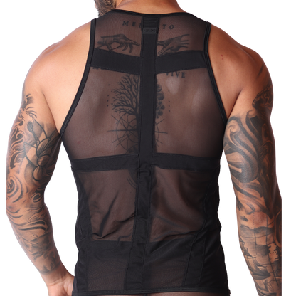 Panel Black Tank back view by Gigo Underwear