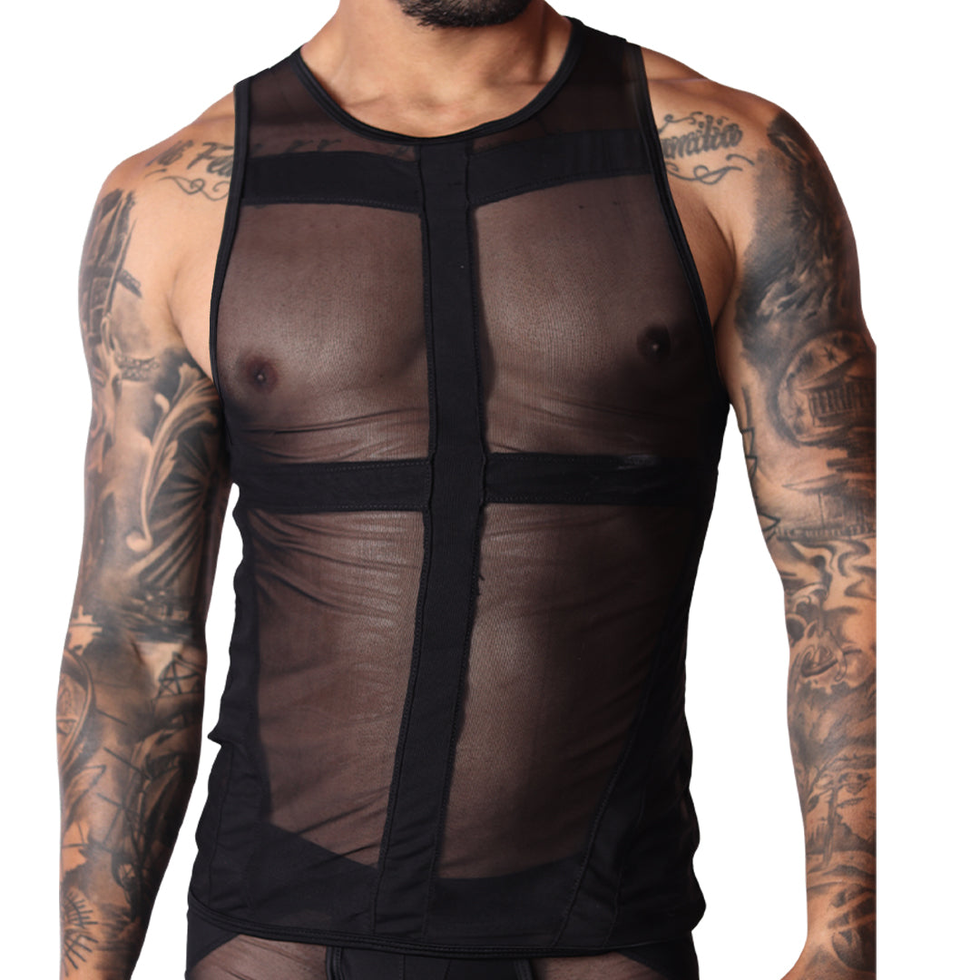 Panel Black Tank by Gigo Underwear