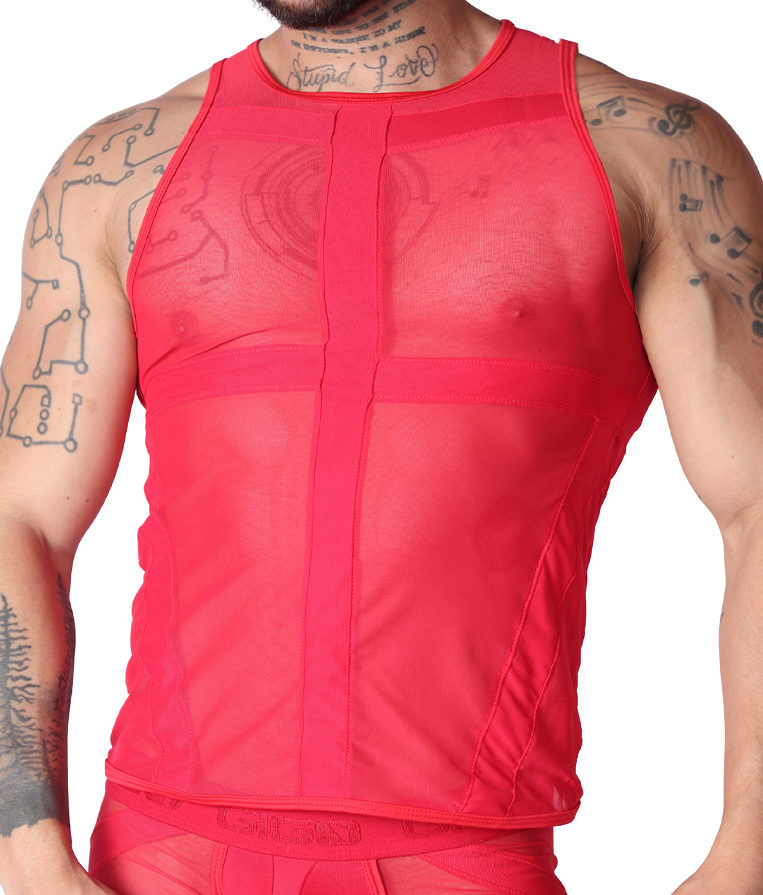 Panel Red Tank by Gigo Underwear