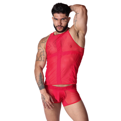 Panel Red Tank back view by Gigo Underwear