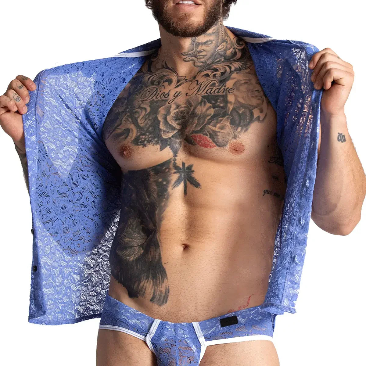 Paradise Blue Shirt front view by Gigo Underwear