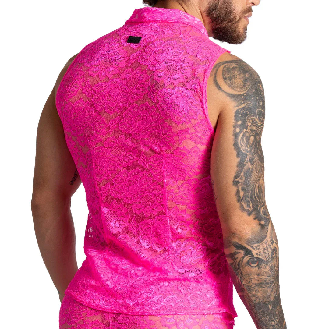 Paradise Fucshia Shirt front view by Gigo Underwear