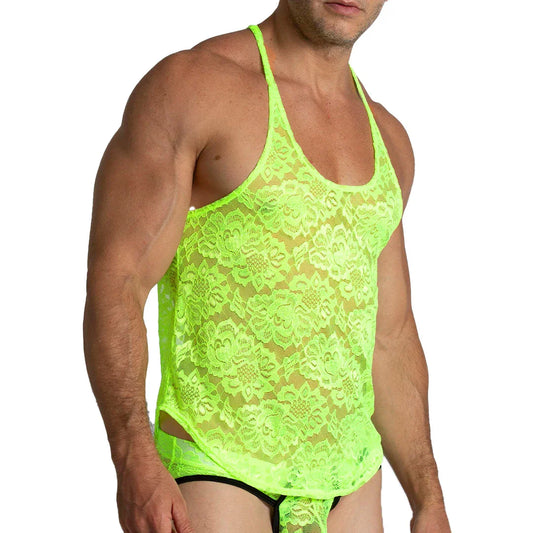 Paradise Yellow Tank front view by Gigo Underwear