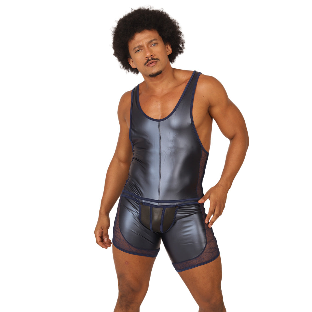 PASSIONE BLUE BODY - Sexy Men's Jockstrap with Contrast Waistband