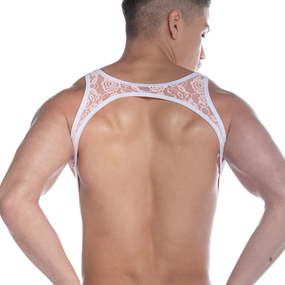 Picot Pink Harness back view by Gigo Underwear