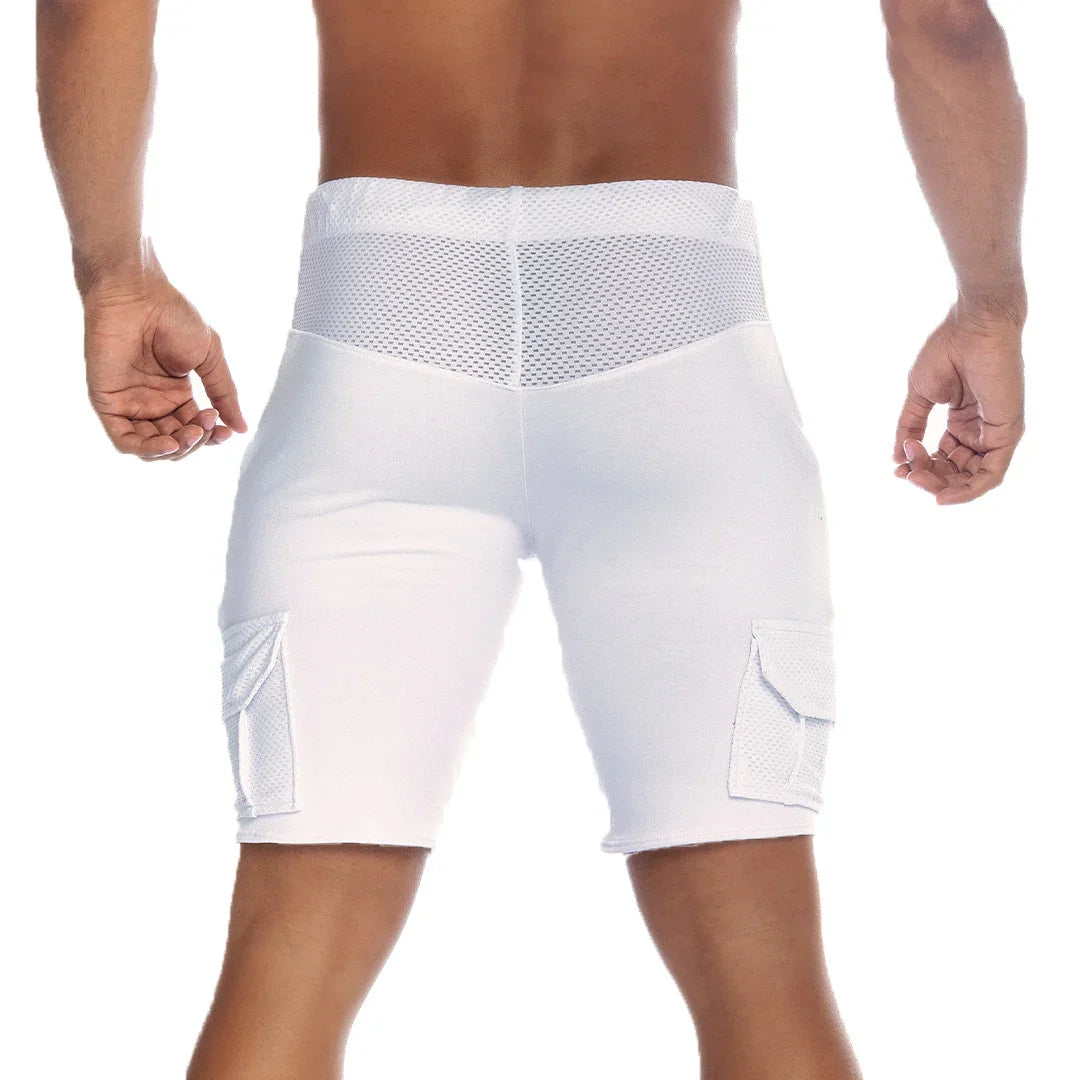 Pocket White Short back view by Gigo Underwear