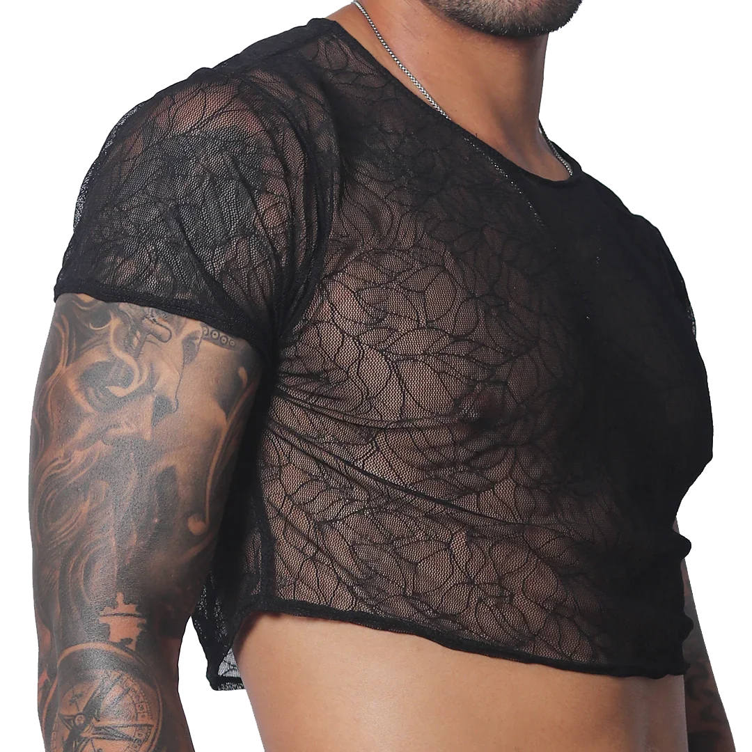 Prolix Black Croop Top front view by Gigo Underwear