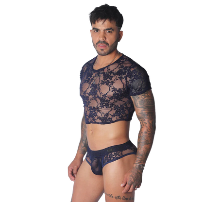 Prolix Blue Croop Top on model by Gigo Underwear