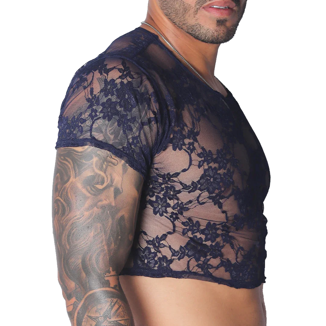 Prolix Blue Croop Top front view by Gigo Underwear