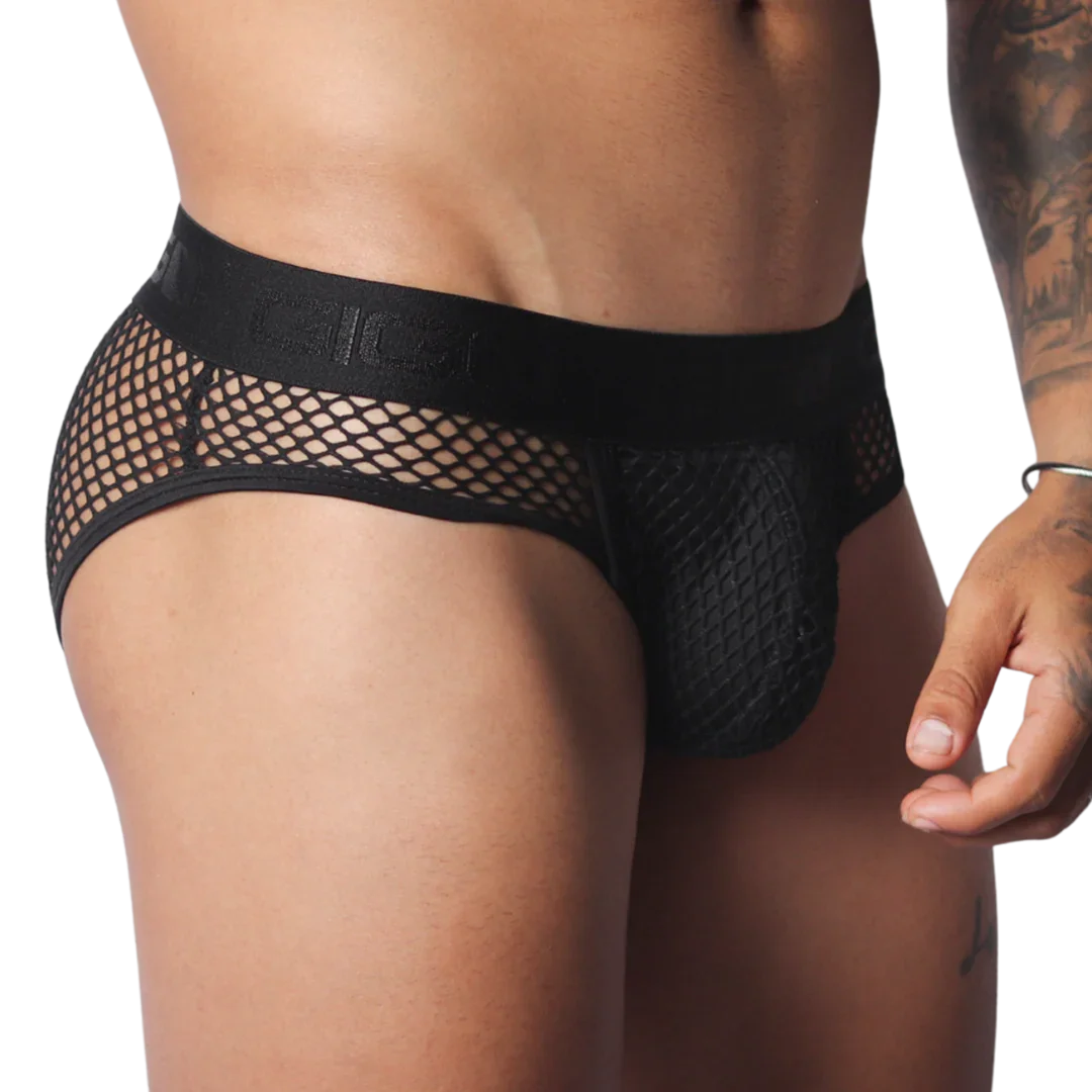 Provocative Black Brief front view by Gigo Underwear